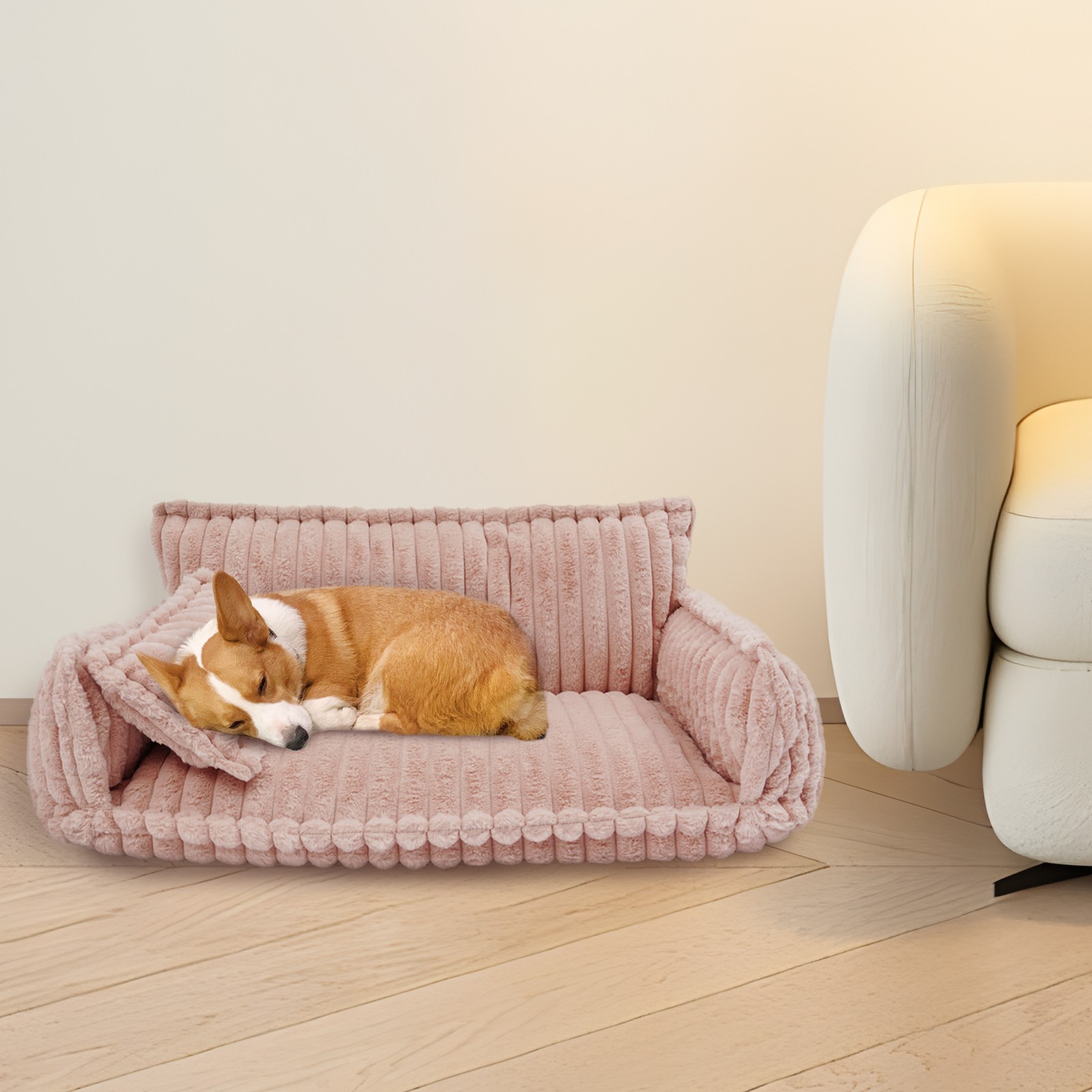 Pet Couch with Removable Washable Cover, Pet Couch Bed for Dog and Cat, Calming