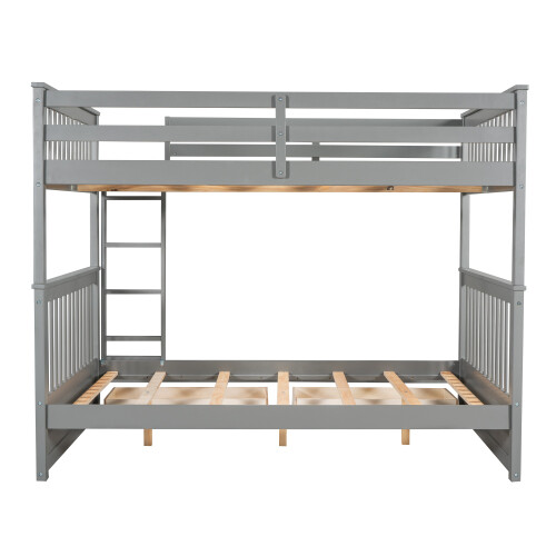 Full Over Full Bunk Bed W/ Storage Drawers Wood Platform Beds Bedroom Furniture
