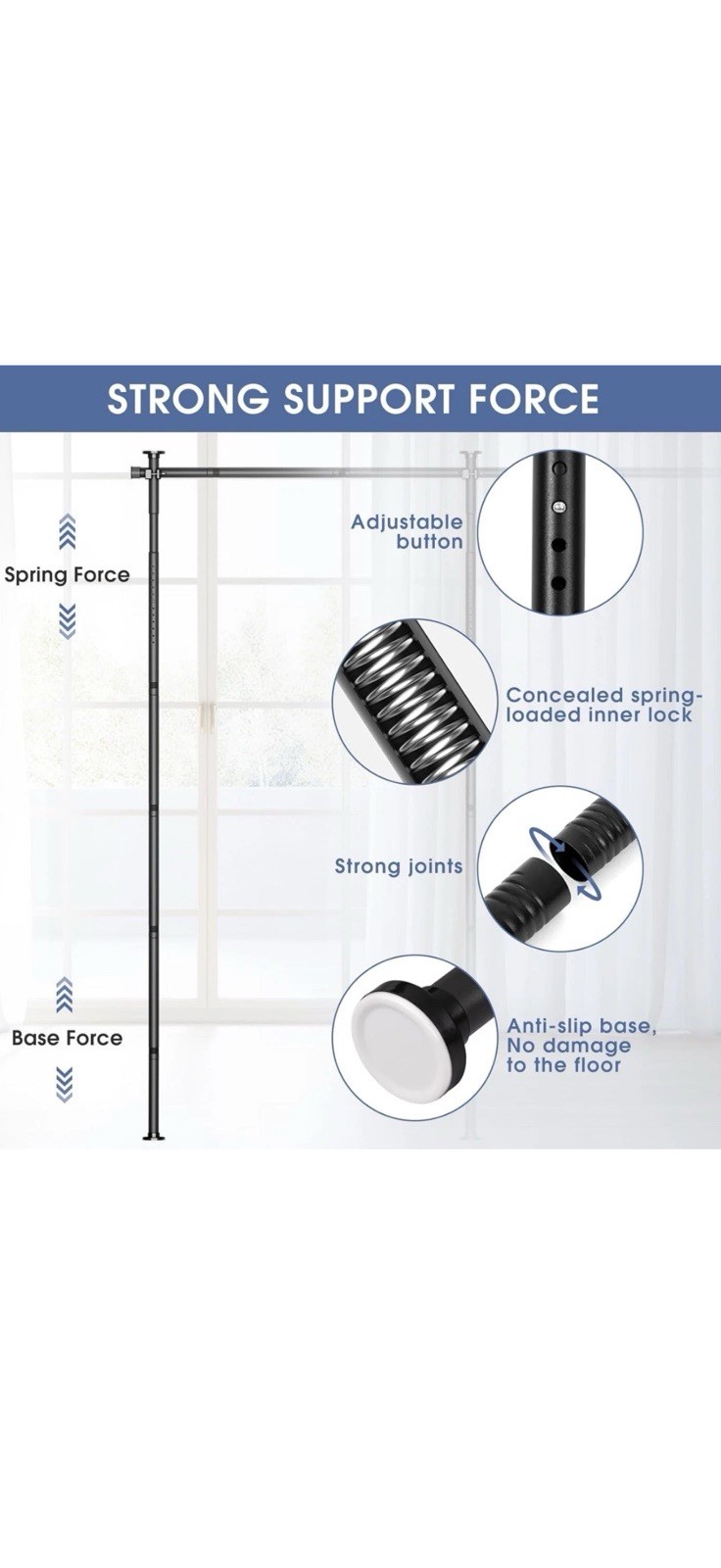 Room Divider No Drilling Curtain Tension Rods Wall Divider for Room Separation