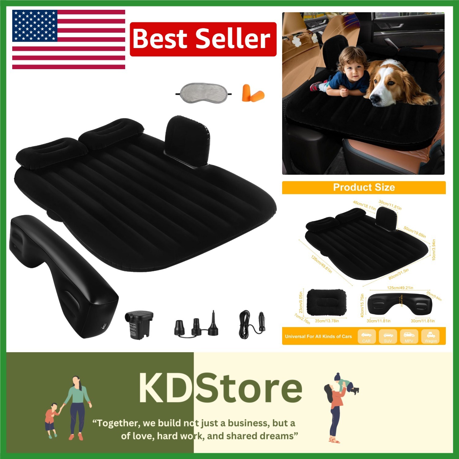 Durable Black Car Air Mattress – Easy to Clean Inflatable Bed for All Vehicles