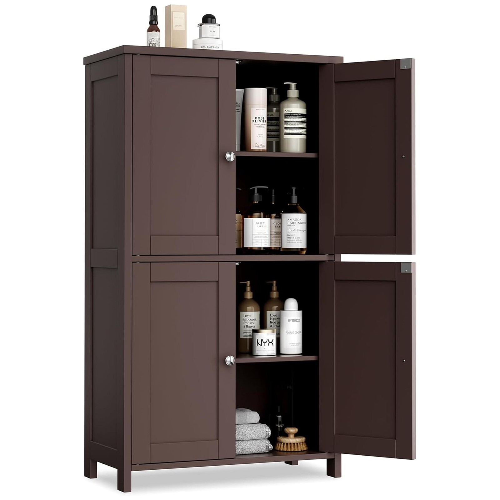 Vongrasig Storage Cabinet, Bathroom Storage Unit, Reddish Brown (For Parts)