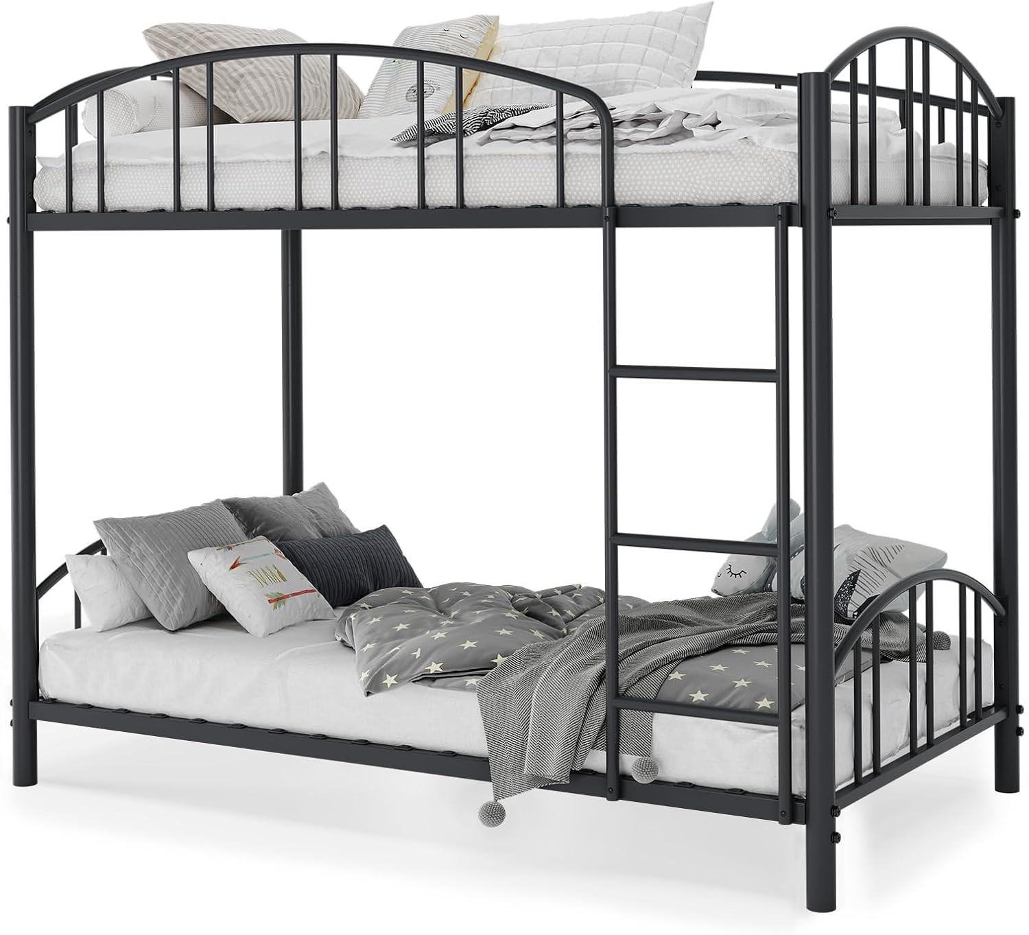 Metal Bunk Bed Twin Over Twin Bunkbeds Frame Sturdy Steel Bed for Kids Boys Girl