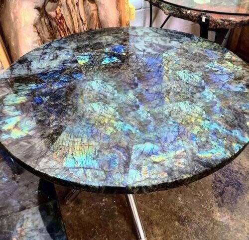 42″ Labradorite Stones Table Top / Center / Dining Table Top Home Interior