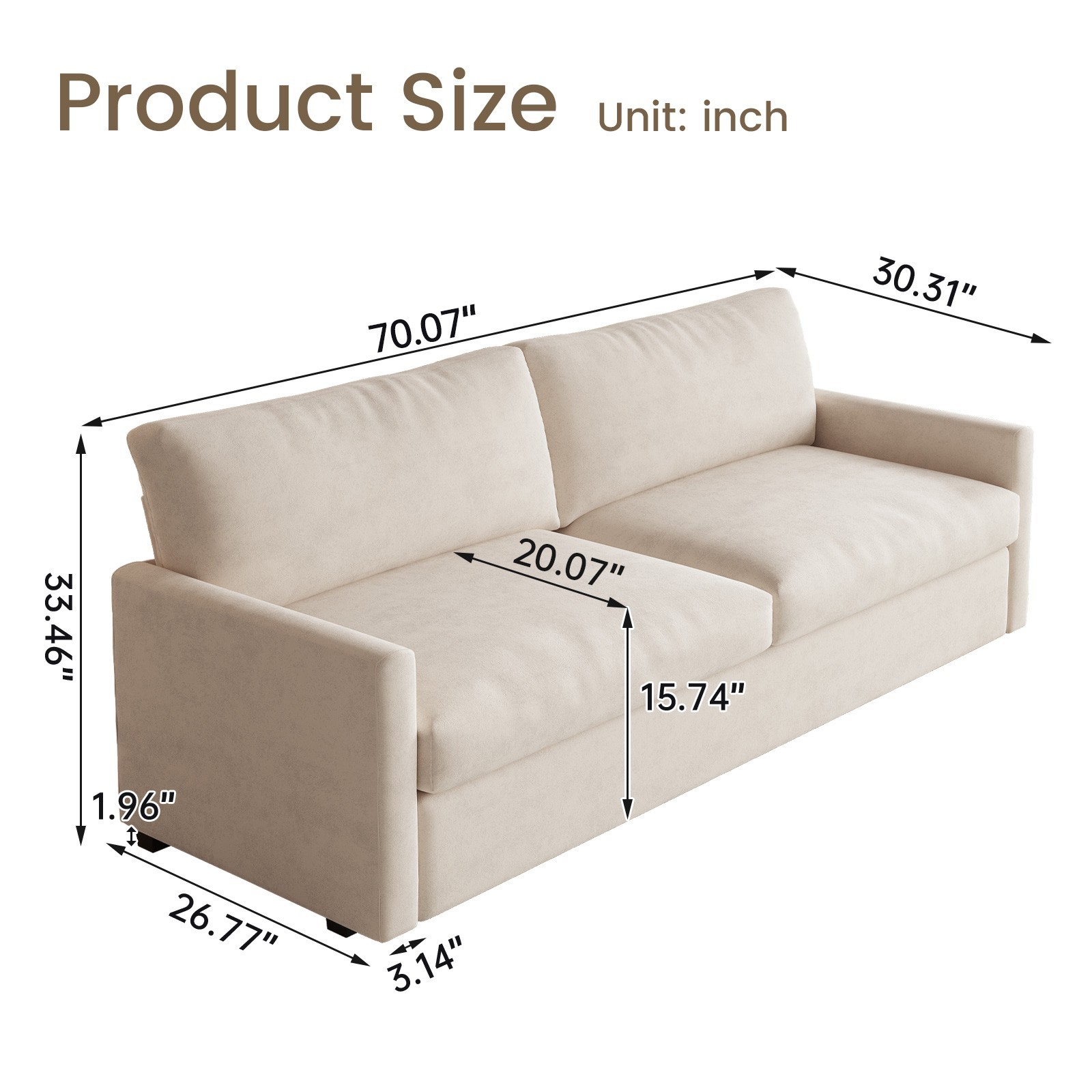 Polyester Loveseat Sofa,2 Seater Sofa With 2 Pillows,Sofa Couch For Living Room