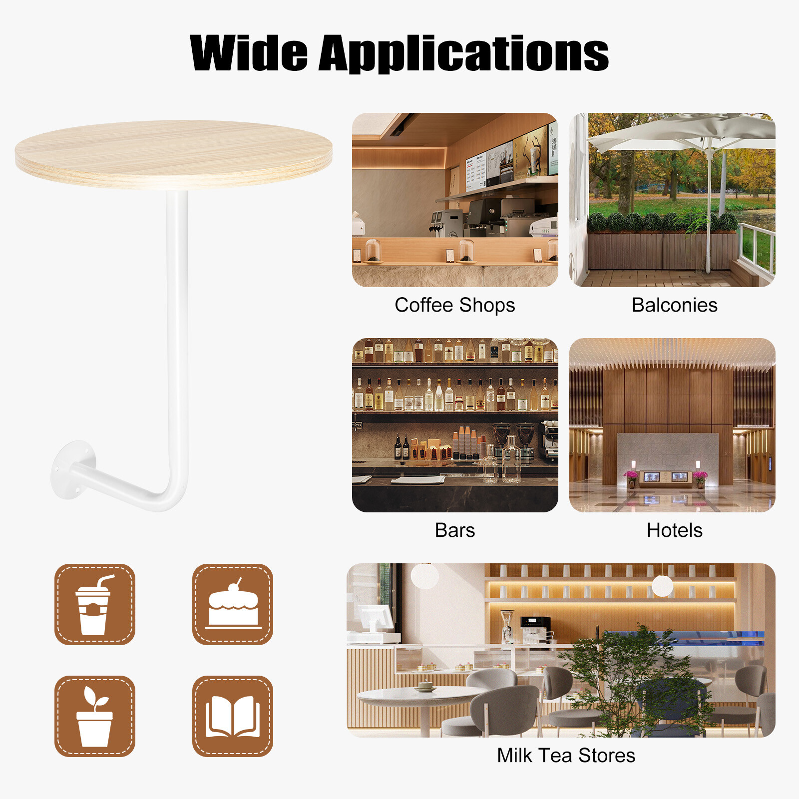 Simple commercial milk tea shop coffee house wall-mounted small round table