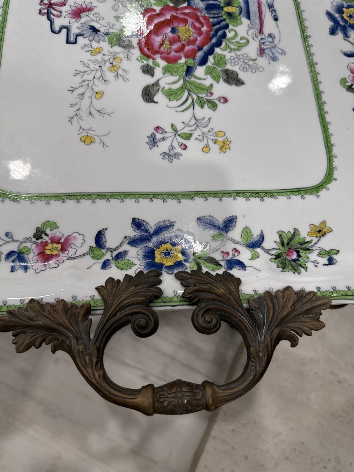 Vintage Chinese HUA RONG TANG ZHI table porcelain Flower Top Colorful
