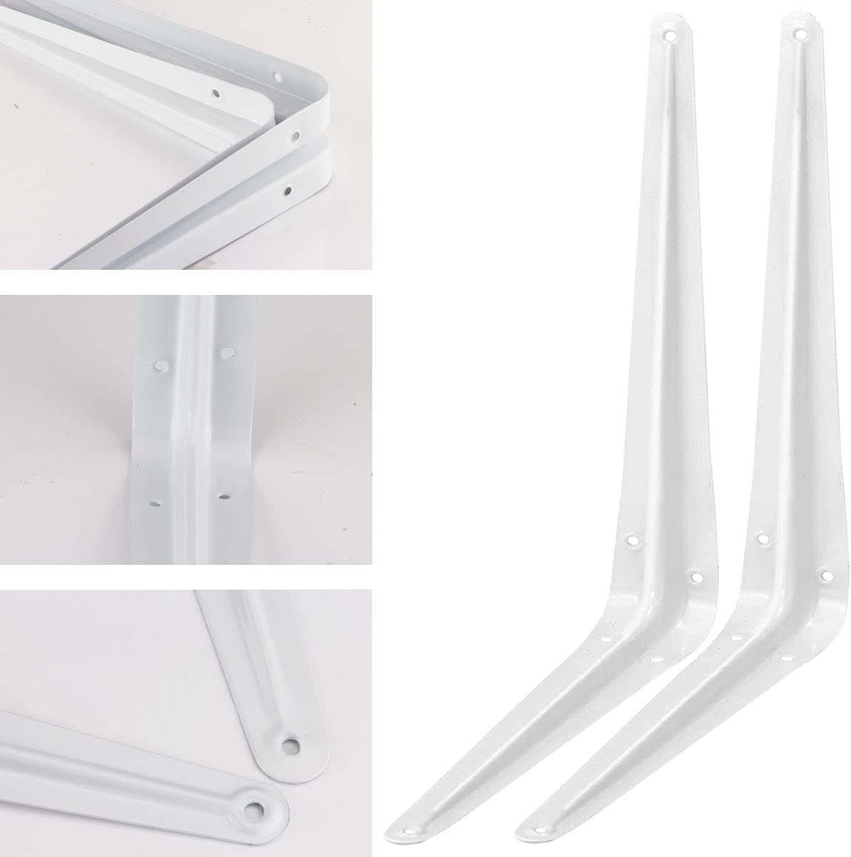 Shelf Bracket 12×10 in, 10 PCS White Shelving Brackets, L Brackets for Shelve…