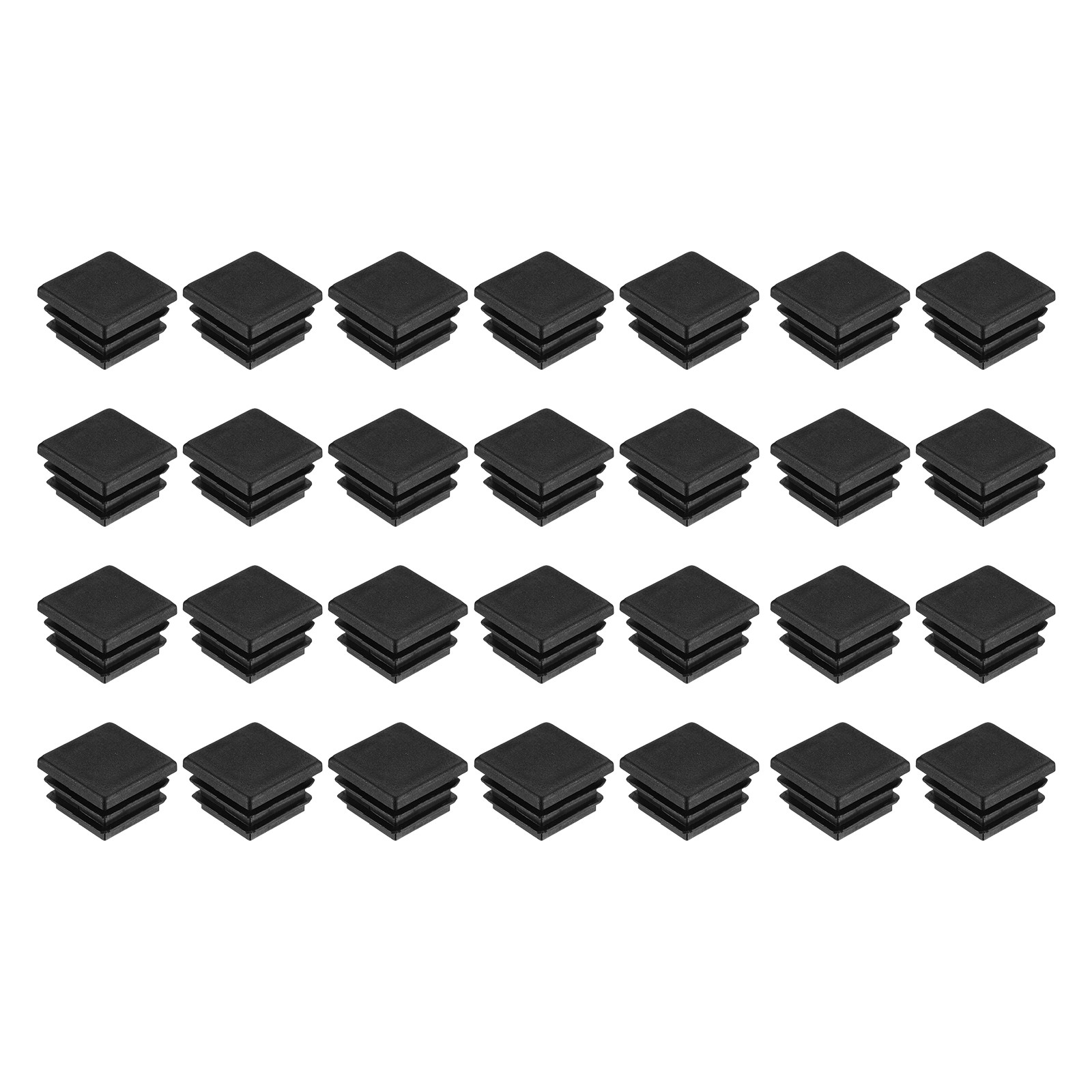 28Pcs Square Plastic Plugs 20 x 20mm PE Pipe Tubing End Caps for Tube Black
