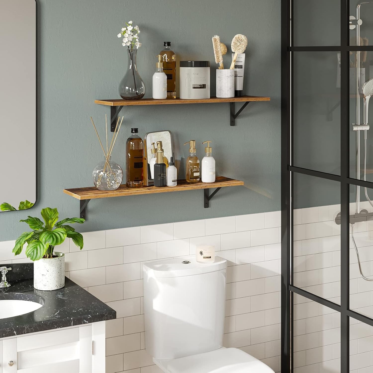 Long Wall Shelves, 31.5 Inch Wall Mounted Shelves Set of 2, Easy-to-Install, …