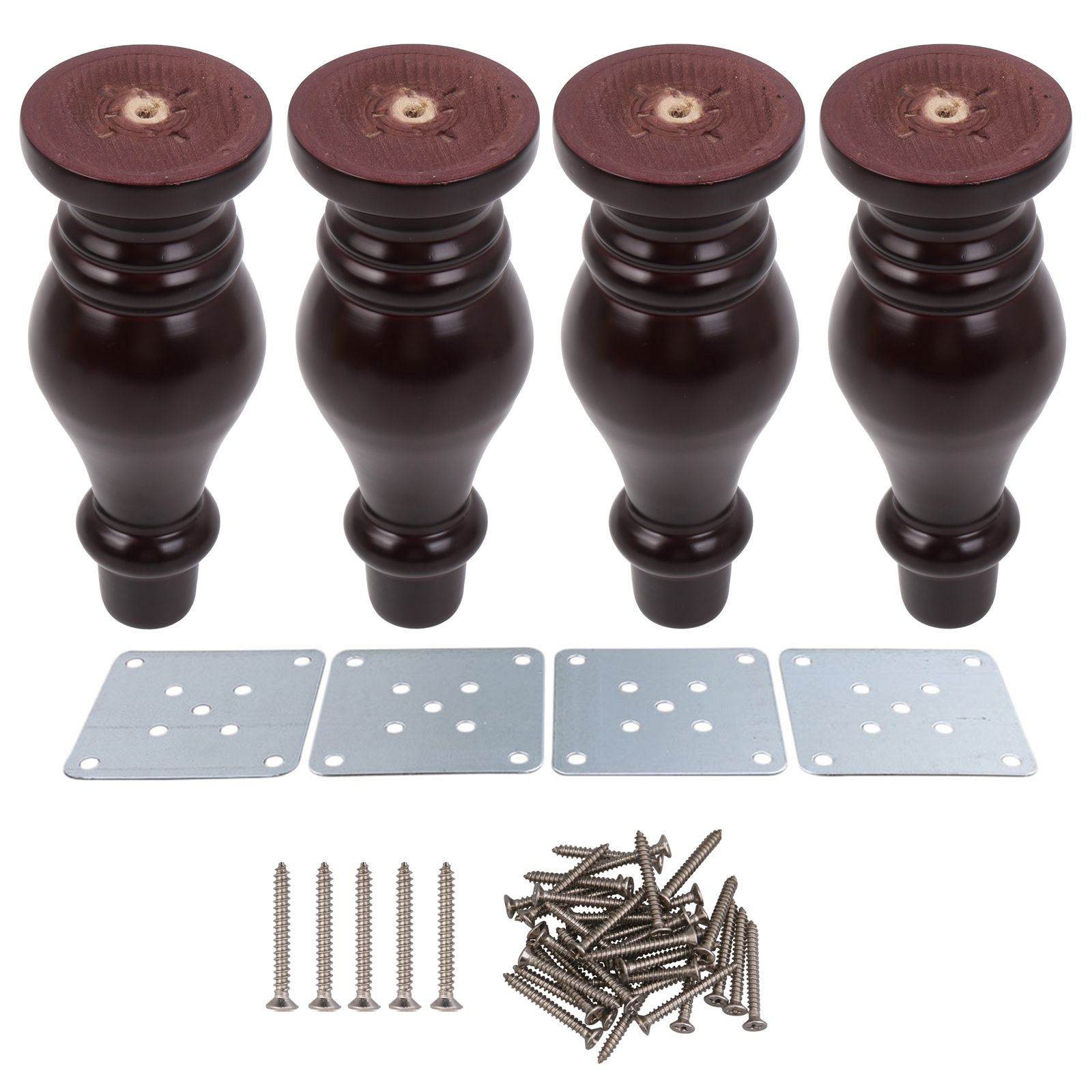 8PCS Wooden Gourd Shaped Sofa Legs 18cm * 7cm Black Furniture Legs