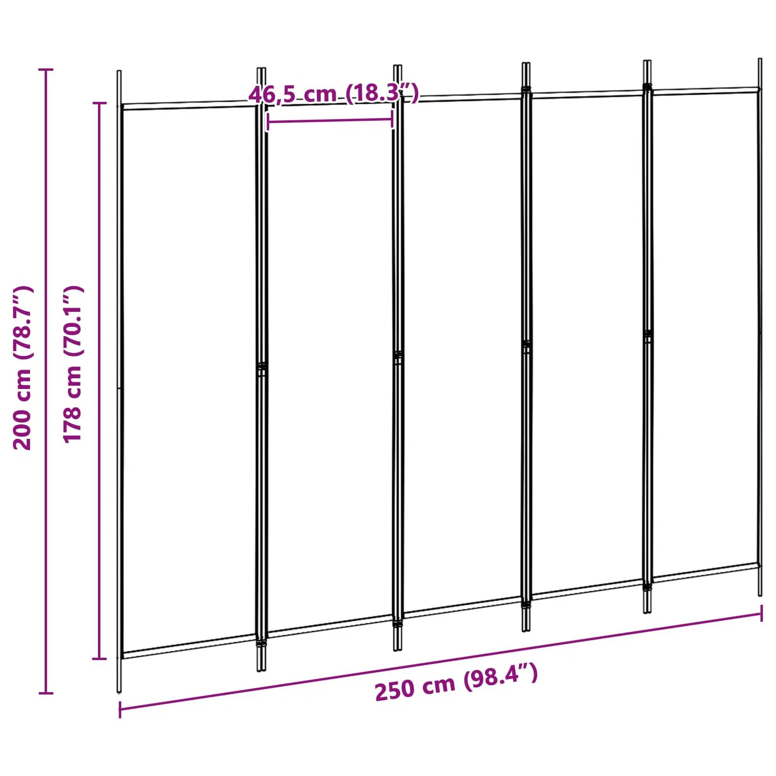 5-Panel Room Divider Beige 98.43 x 78.74 in Fabric
