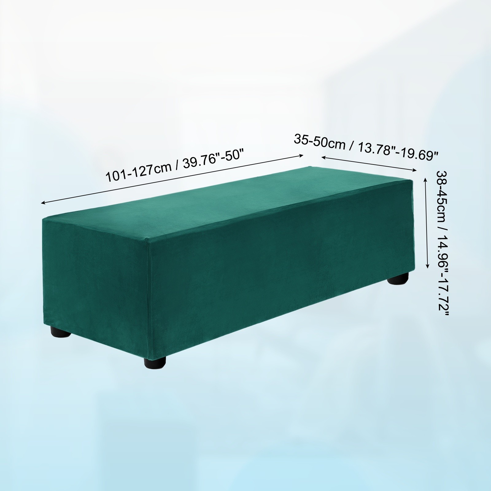 39.76″-50″ Extendable Stool Cover, L, Dark Green