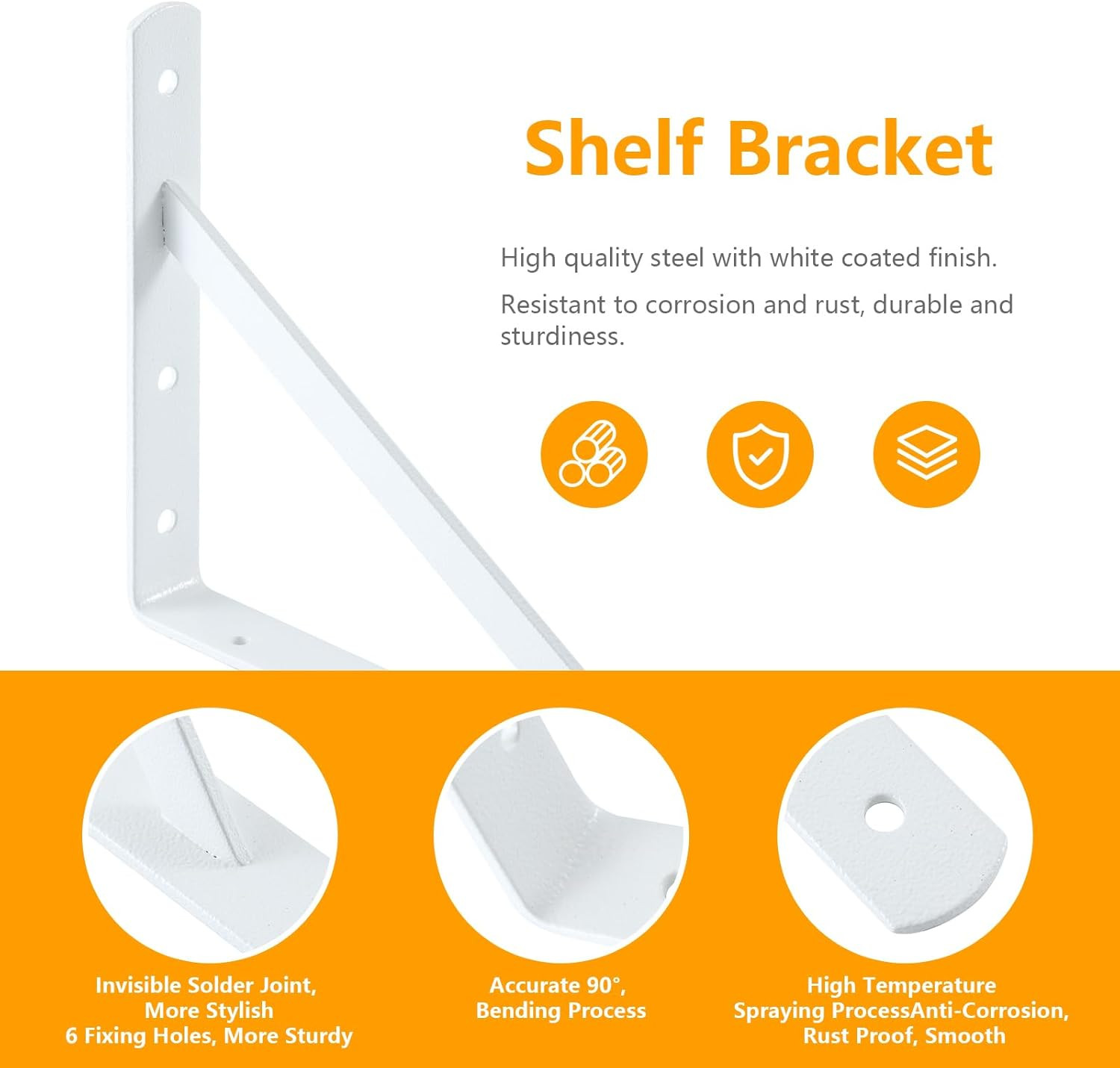 Heavy Duty Shelf Brackets 12 X 8 Inches, Metal Shelves Supports, Load Capacity: