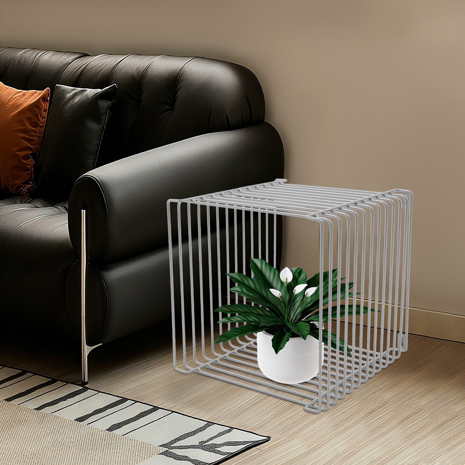 Side Table Square Geometry Side Table Linear Metal End Table 30*30*30cm