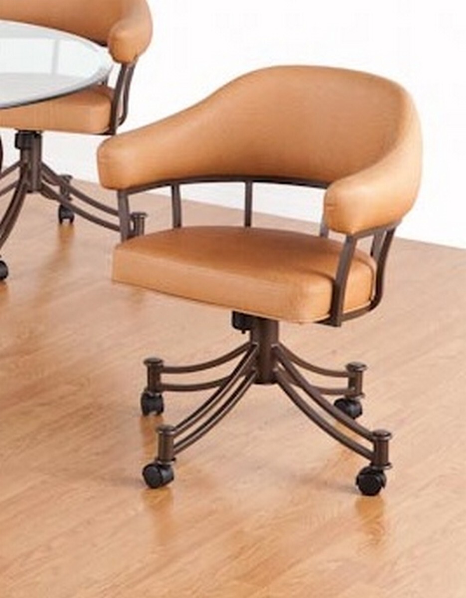 Tempo Furniture Lodge Swivel & Tilt Caster Dining Armchair Arm Chair (USA-Made)