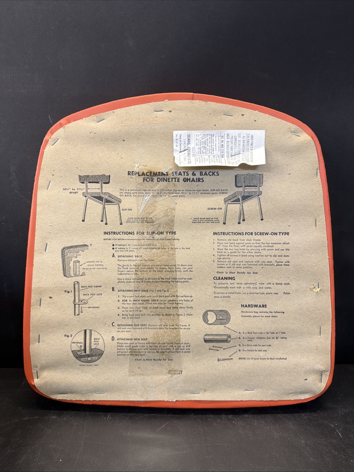 Vintage Dinette Chair Replacement Seat | MCM | Orange | NEW | Sears