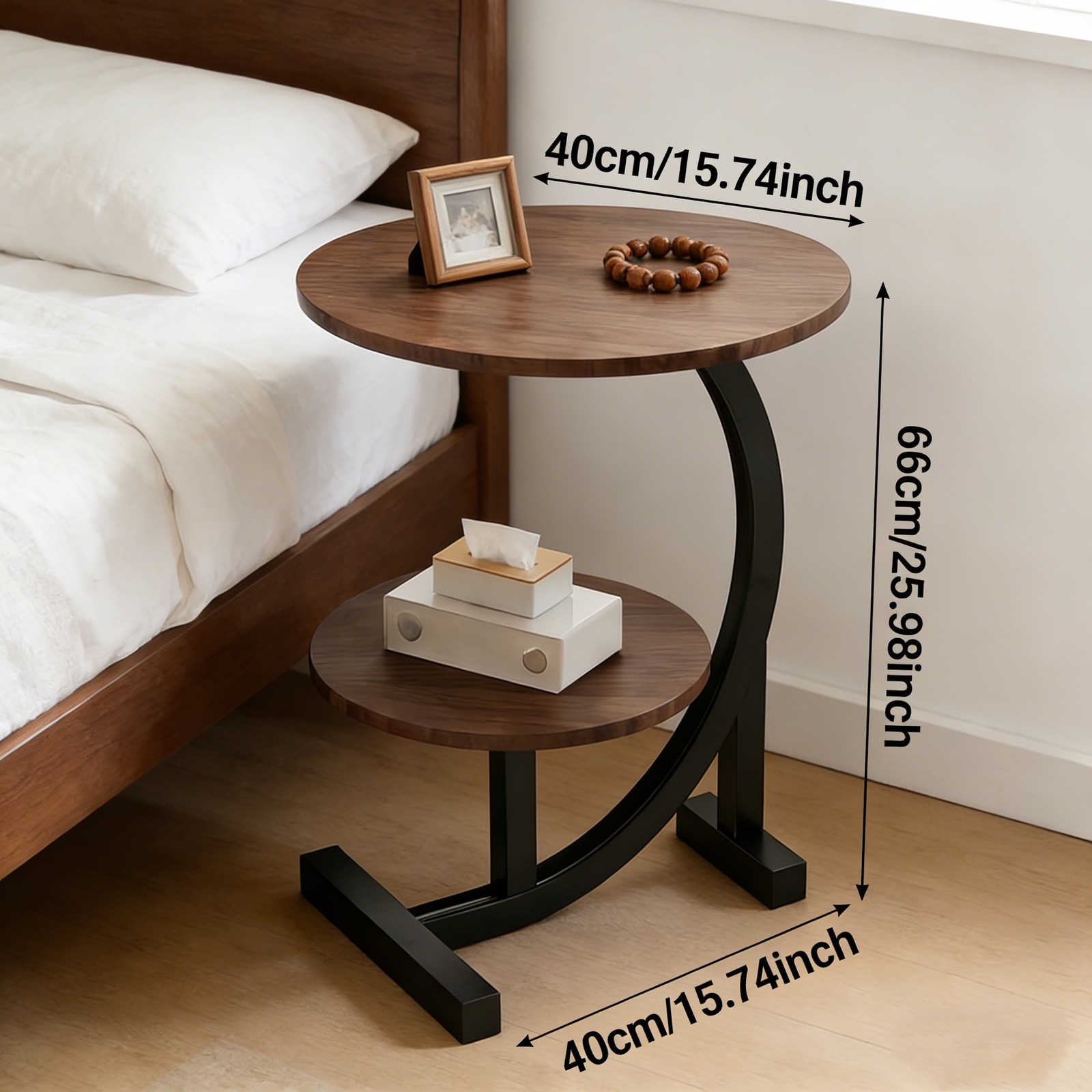 2tier Side Table Space-Saving Design for Living Rooms Bedroom Indoor/Outdoor New