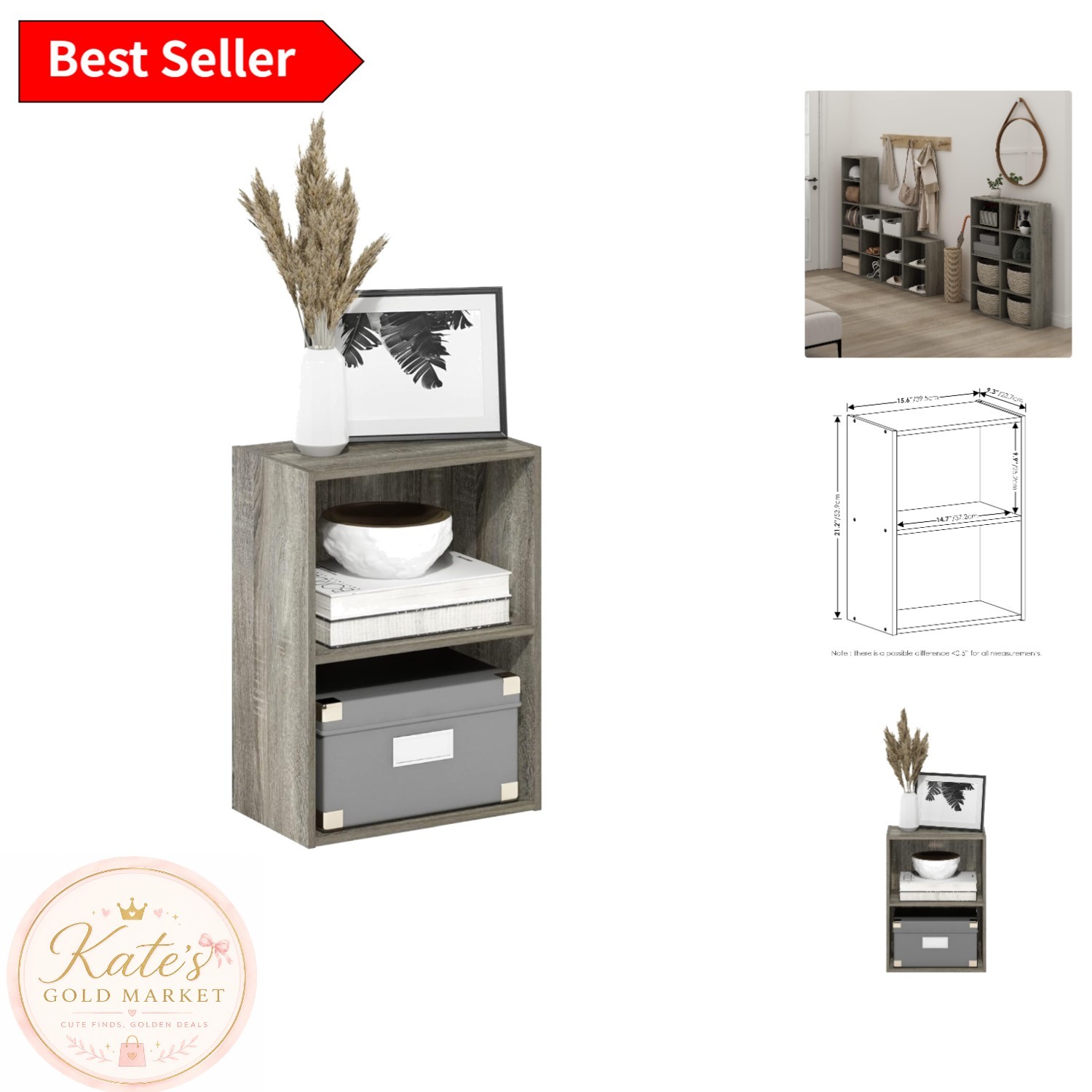 Luder 2-Tier Bookcase in French Oak – Optimize Your Living Space Elegantly
