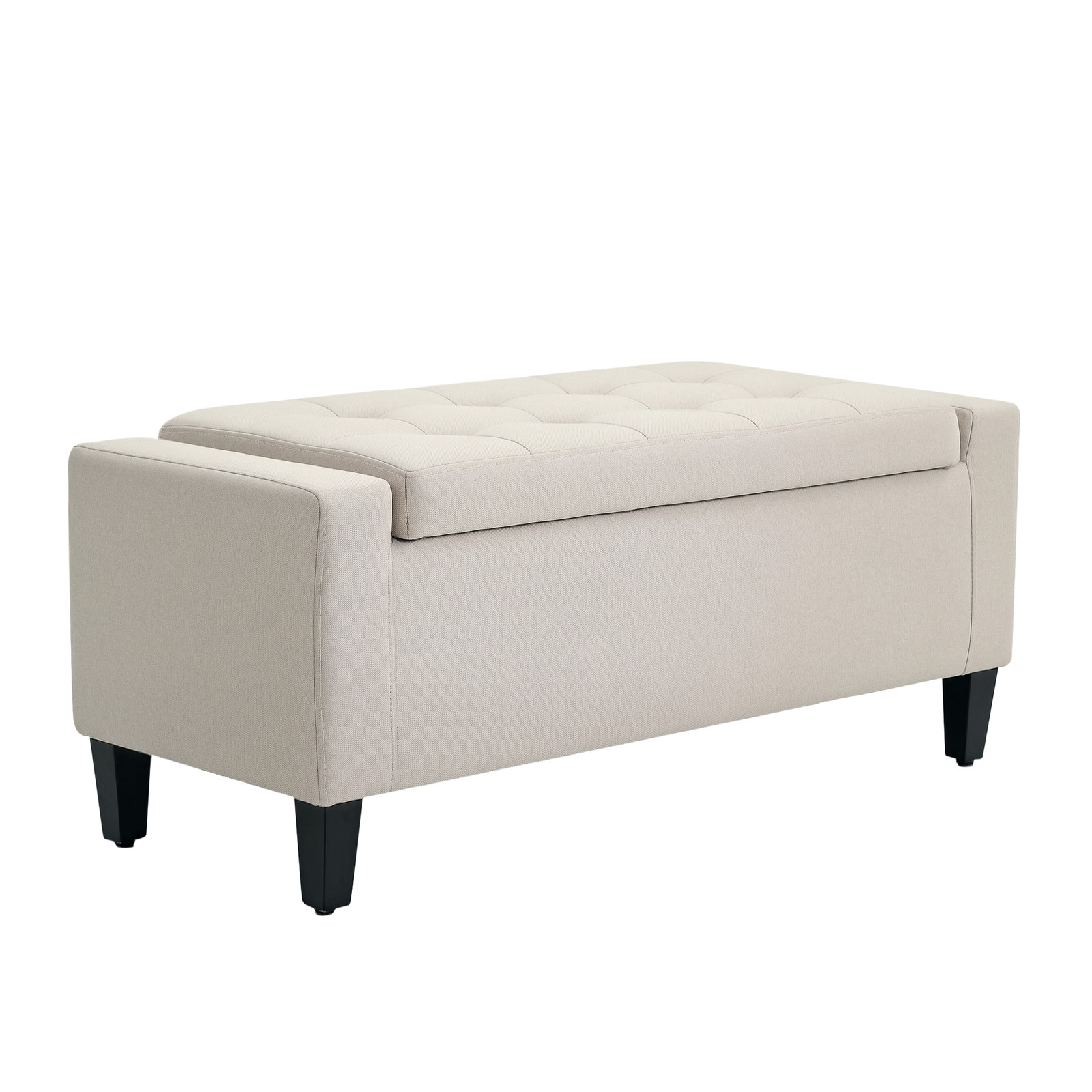 Modern Storage Ottoman Bench with Storage for Living Room Bedroom Beige