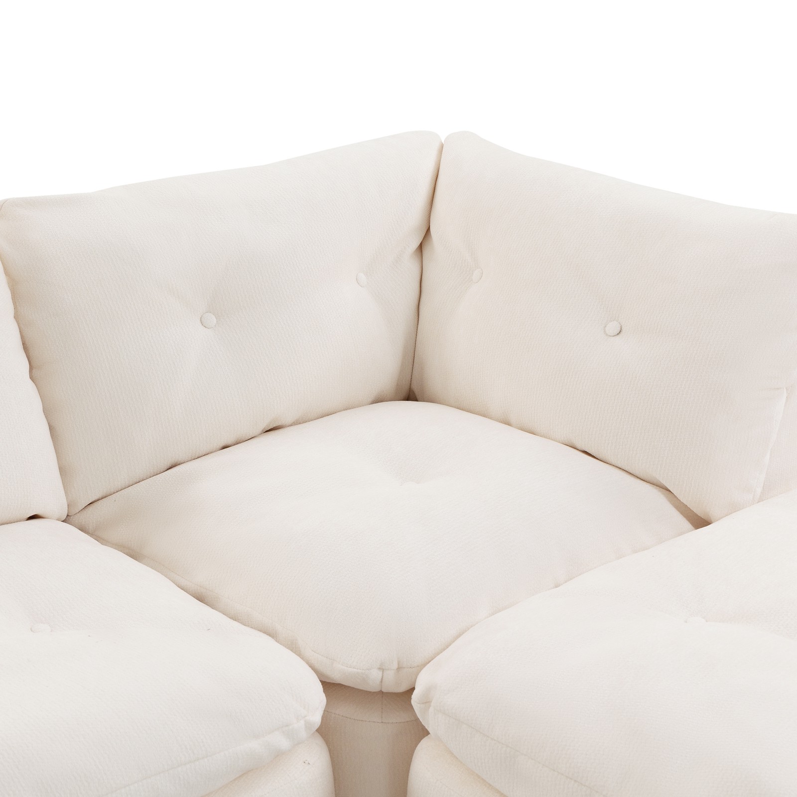 Modular Sectional Sofa Cloud L-Shaped 4-Seater Chenille Fabric Beige