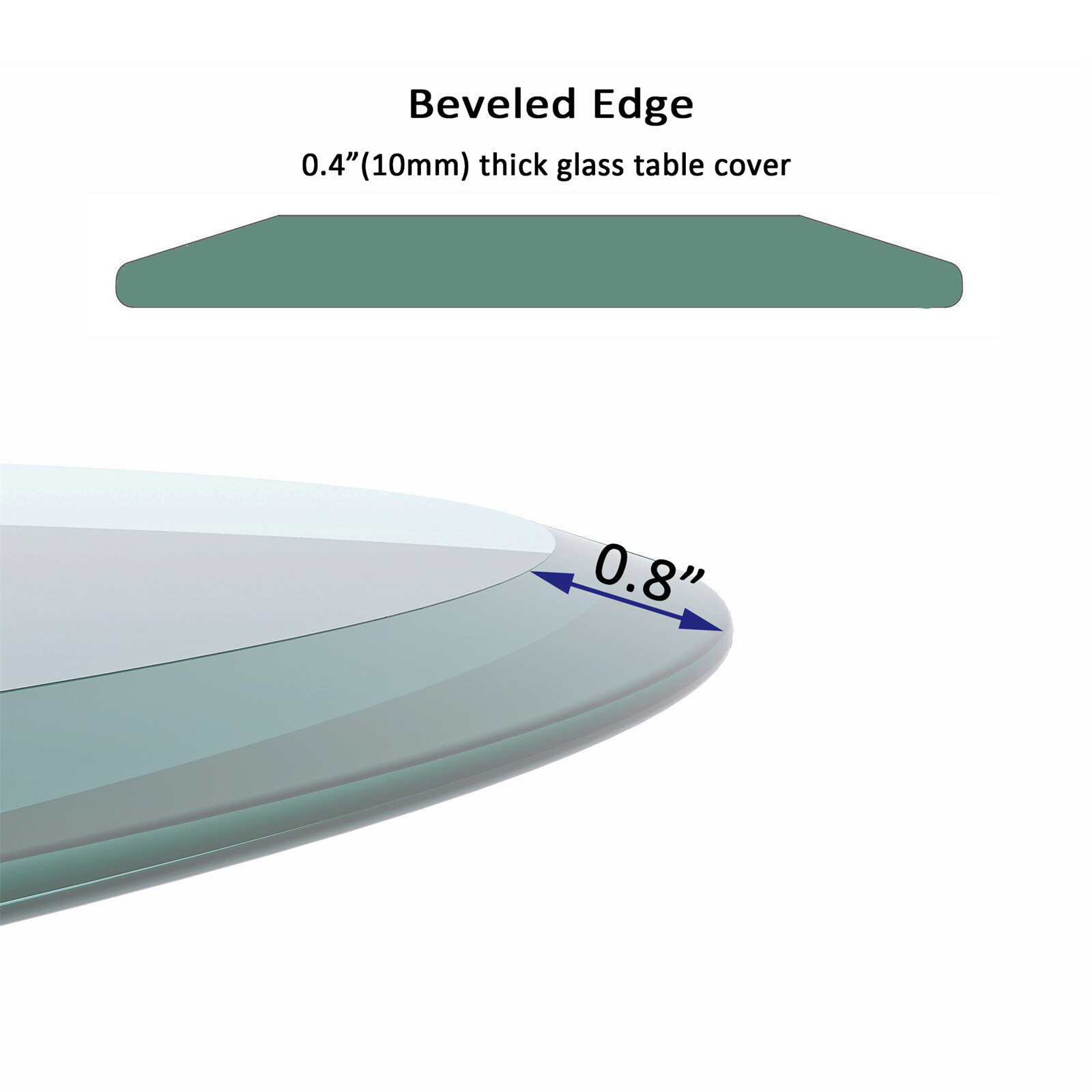 Round Tempered Glass Table Top 1/4” 1/2” 2/5″ Thick Round Beveled Polished