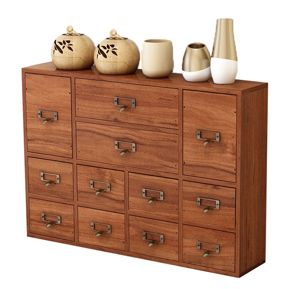 12 Drawer Wooden Apothecary Cabinet Library Card Catalog Cabinet for Home Office