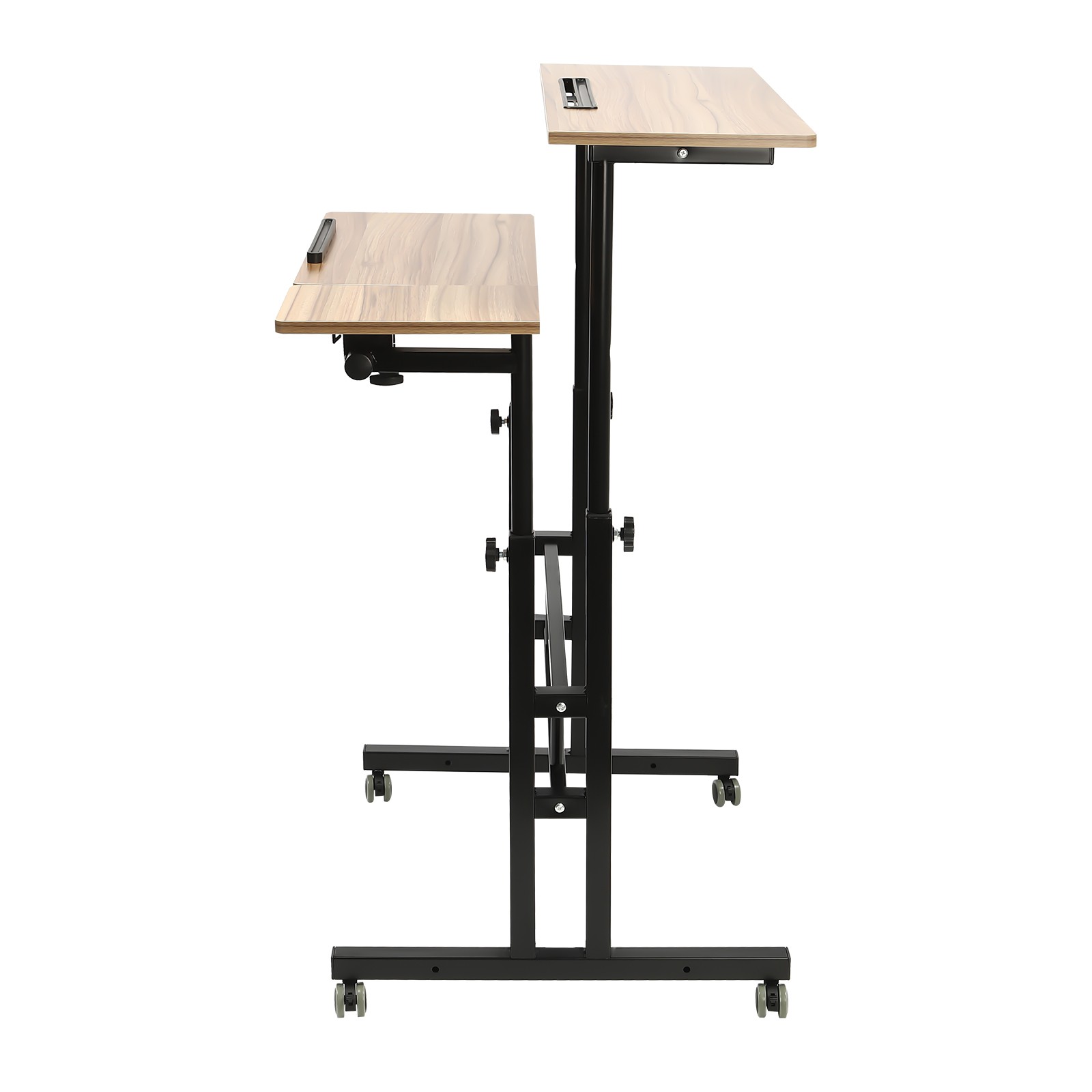 Height Adjustable Home Office Desk With Standing & Seating 2 Modes Mobile Desk