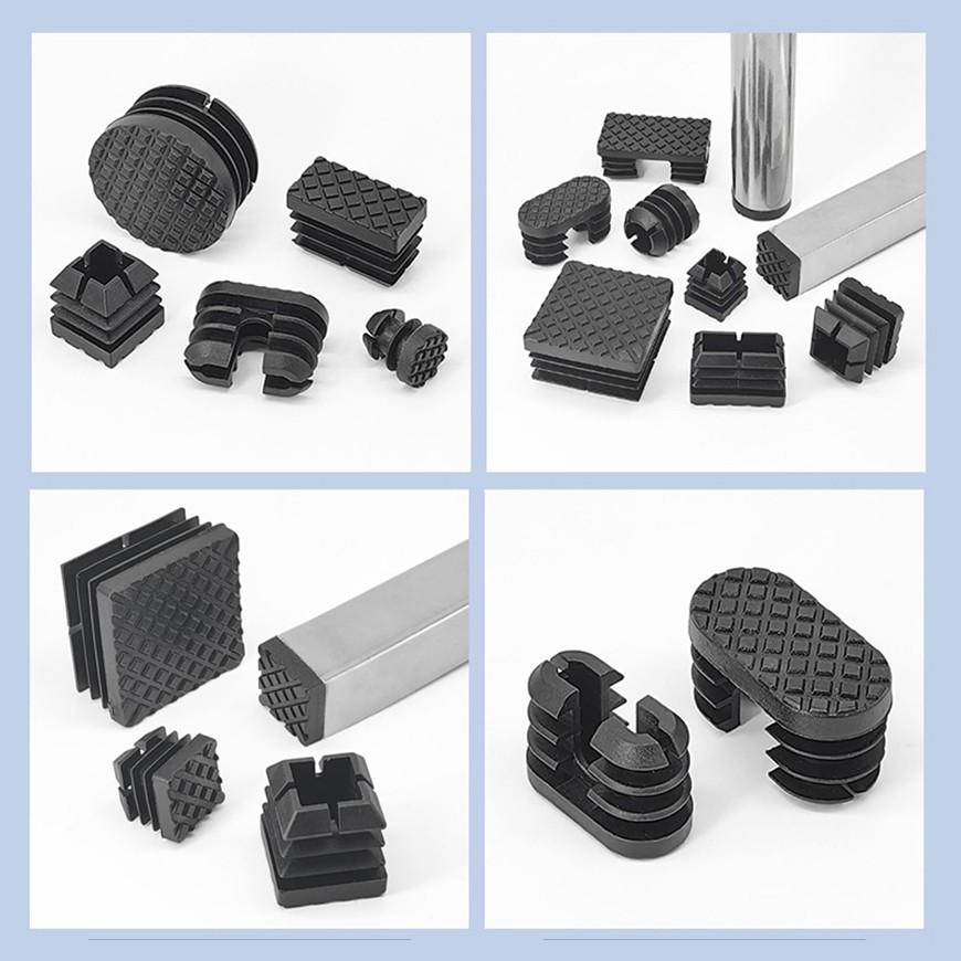 Tube End Caps with Anti-skid Texture Plastic Inserts Plug Bungs Furniture Feet