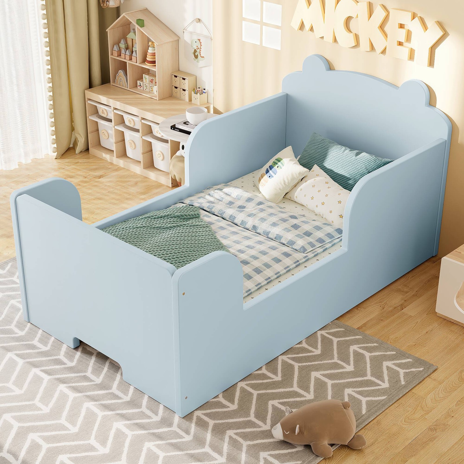 FUNIDEE Toddler Floor Bed Frame Toddler Bed Cot Bed for Boys & Girls Ages 3-6