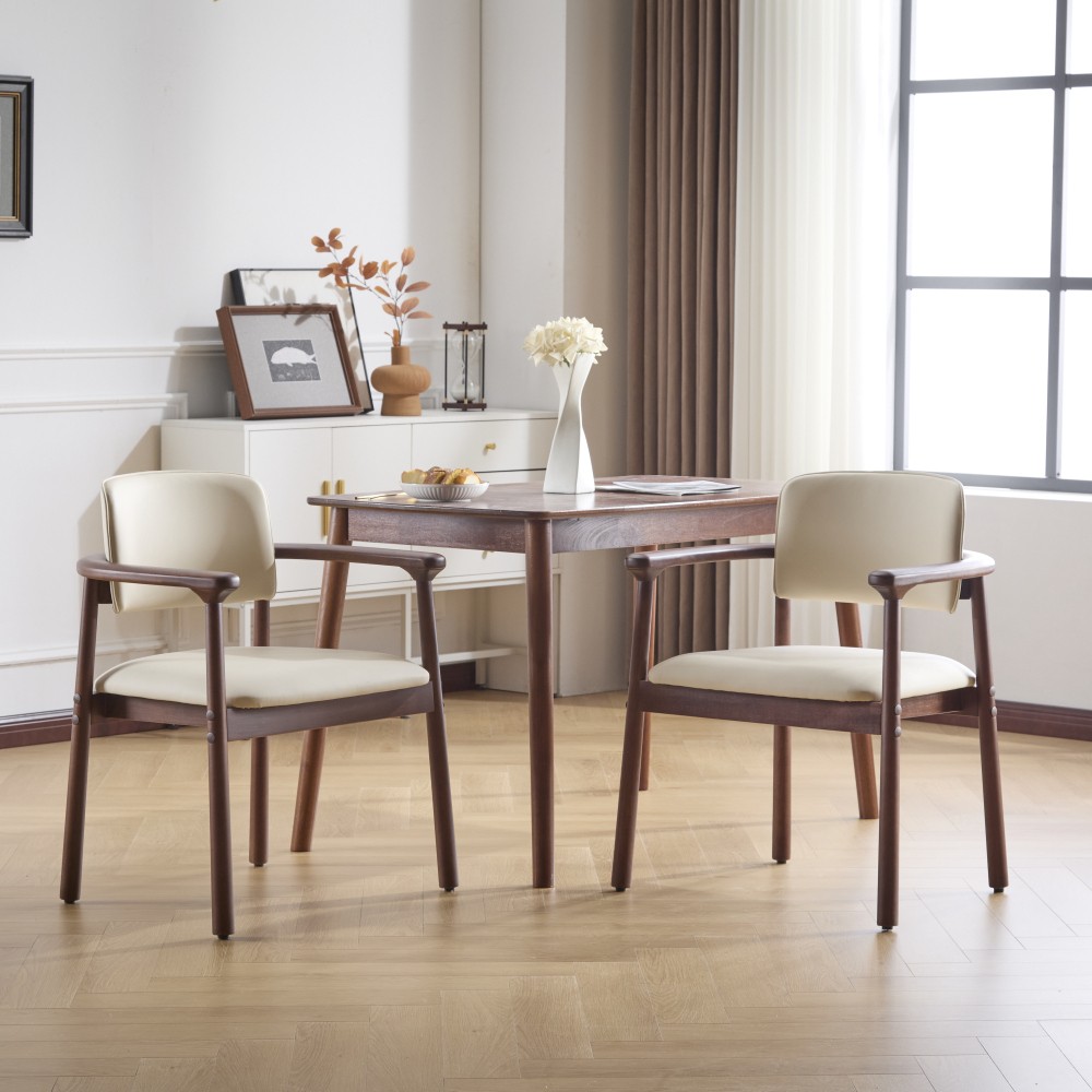 2 – Pack Dining Room Chairs, Sturdy Rubber Wood, Comfortable PU Foam Seat