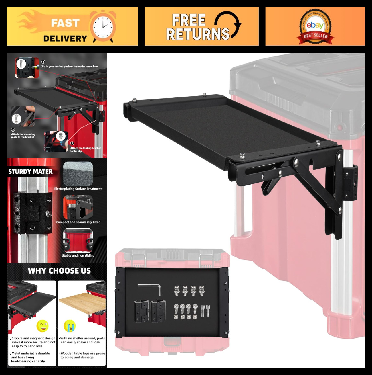 Foldable Magnetic Table for Milwaukee Packout Toolbox – Portable Workstation Acc