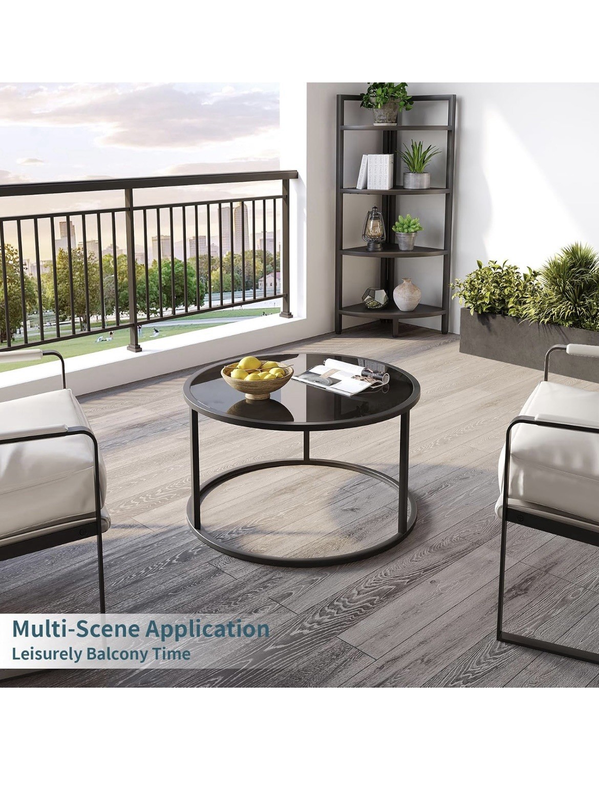 Black Glass Coffee Table Small round Coffee Tables 27.6In Modern Tempered Glass