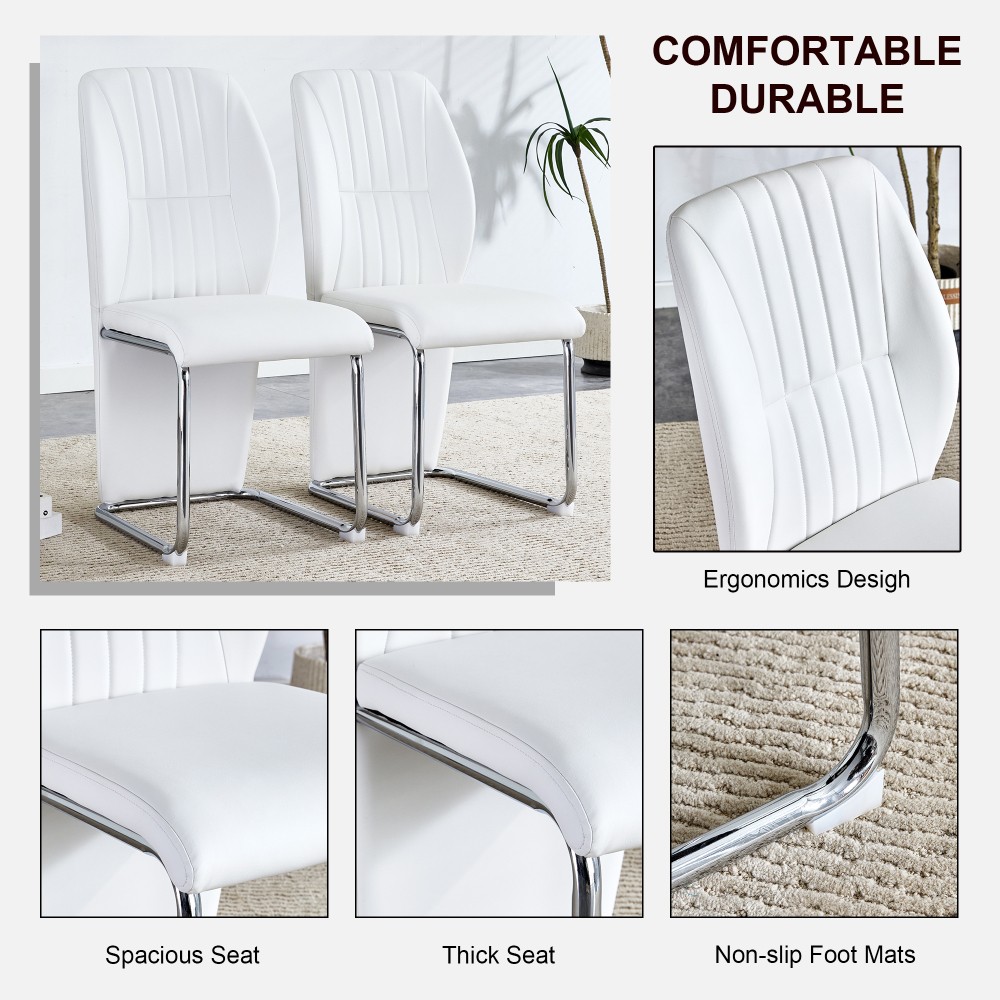 4 dining chairs made of PU material, featuring high backrests and legs