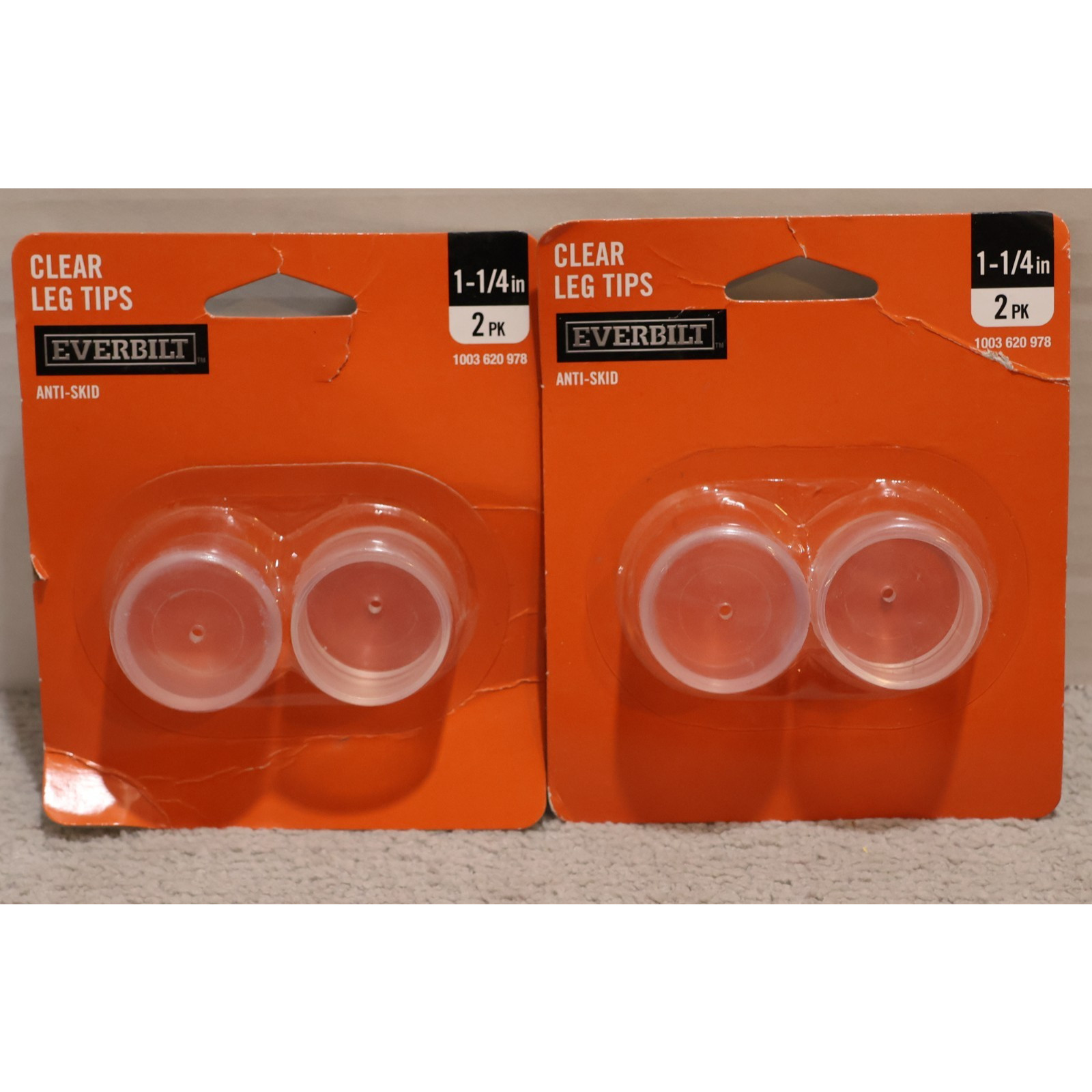 Everbilt Clear Rubber Leg Tips Anti Skid 1 1/4 inch Two Per Pack Lot of 2