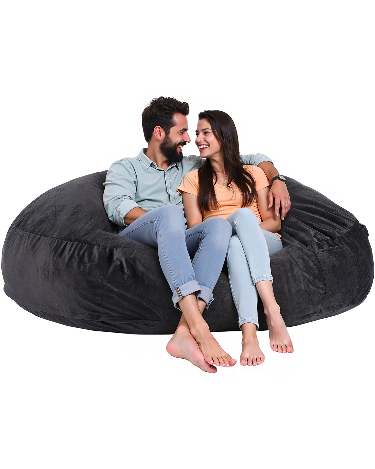 Uimoso Round Bean Bag Chair Removable & Washable Cover for Adult Gaming Sofa