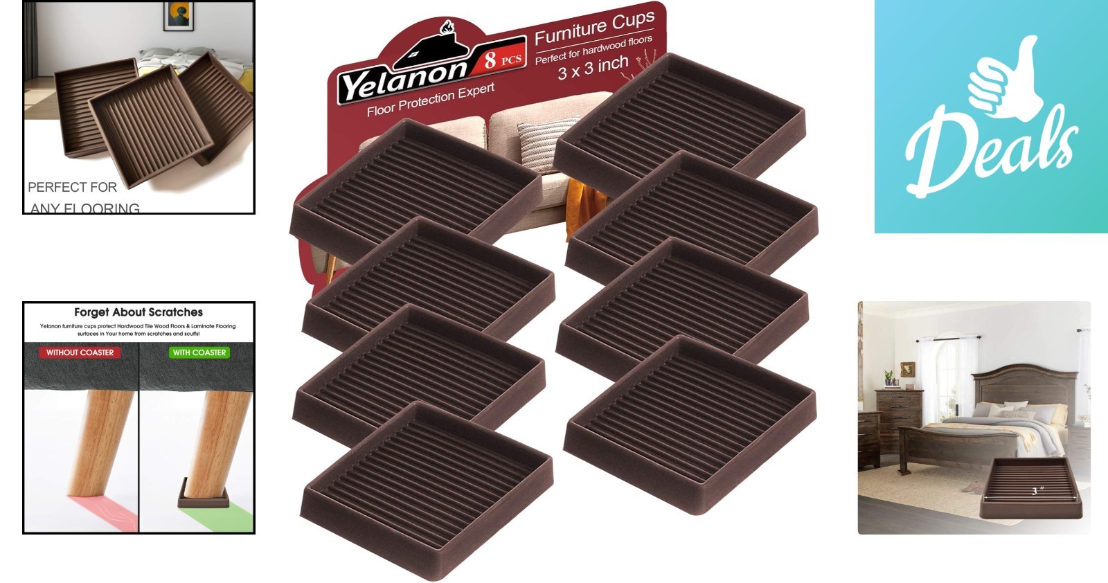 Reusable 3” Furniture Coasters – Non-Slip Rubber Pads for Scratch-Free Floors