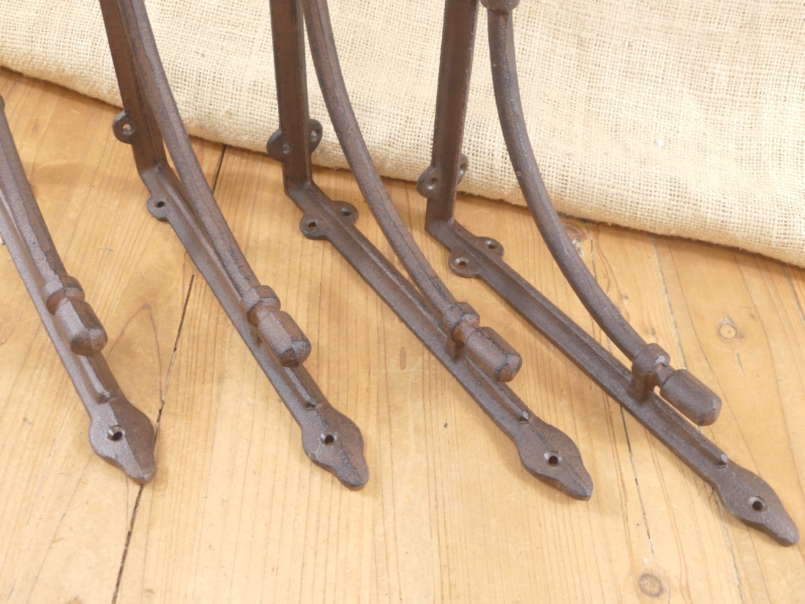 4 LARGE Shelf Brackets Corbels Wall Cast Iron Rustic Farmhouse 10″ X 10″ !!