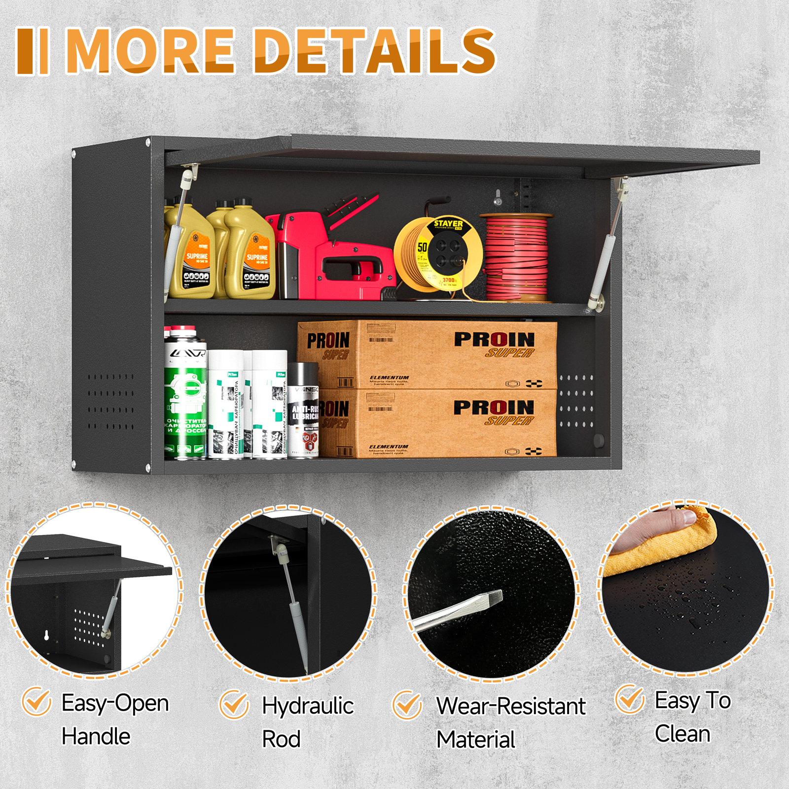 Wall-Mounted Garage Cabinet Metal Wall Cabinet Kitchen Tool Box,240 lbs Capacity