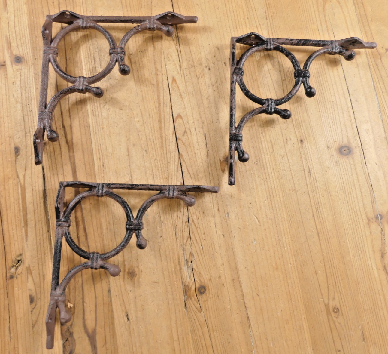 3 Brackets Shelf Brace Wall Tiki Hut Cast Iron Brackets Corbels Plant Hook Plant