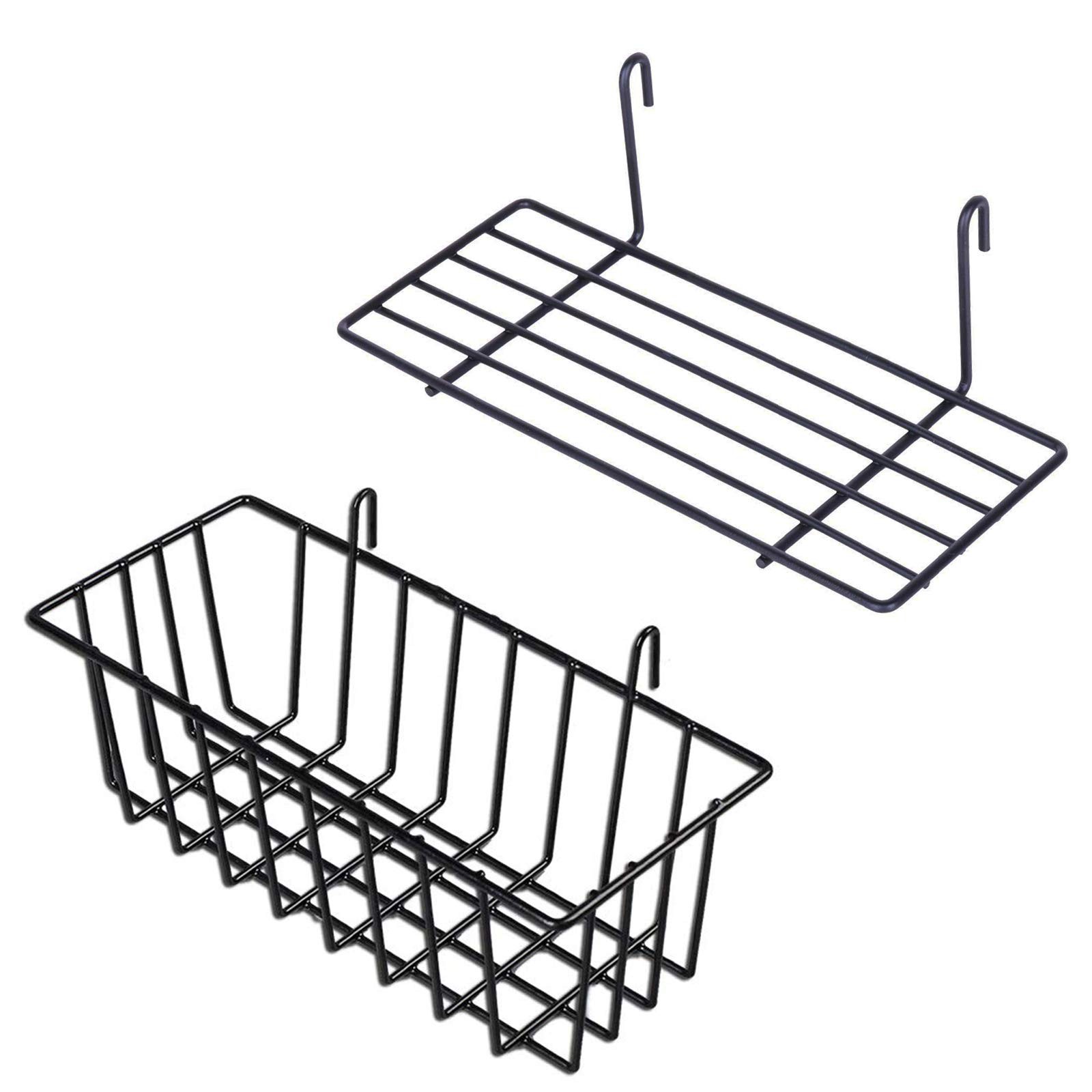 Grid Wall Basket Wall Grid Panel Accessories Wire Straight Shelf With Hook Organ