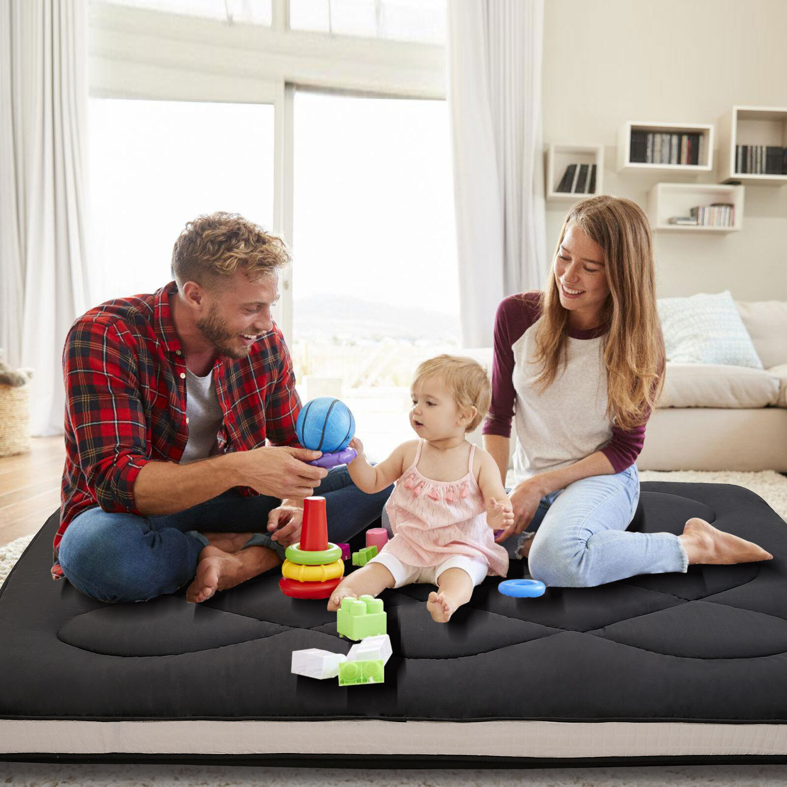 SUNYRISY Japanese Futon Floor Mattress 2.5″ T Rolling Tatami High-Density Foam