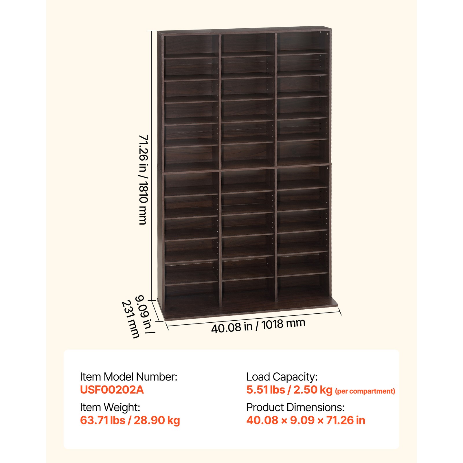 Uimoso 12-Tier Media Storage Cabinet with 36 DVD Organizer Compartments