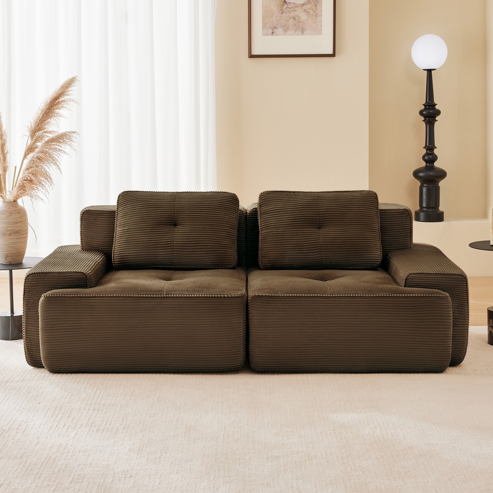82″ Modern L-Shaped Modular Sectional Sofa for Living Room, Corduroy Fabric