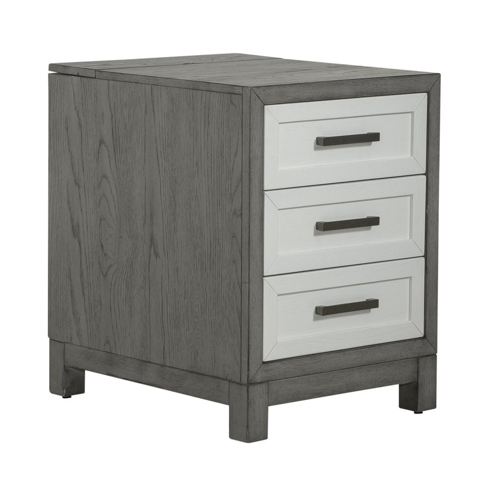 3 Drawer Chairside Table Contemporary White in Two-Tone Shell White