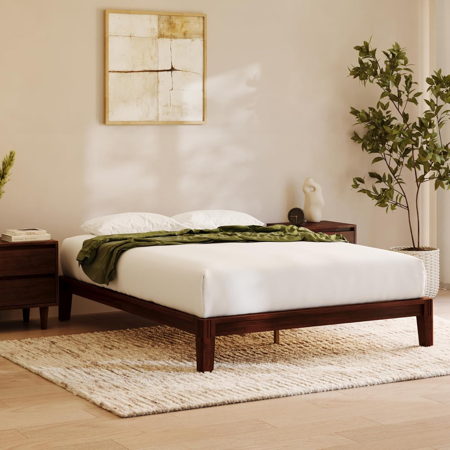 Nectar California King Bamboo Bed Frame – Walnut – Tool-Free Setup – 800 lbs Cap