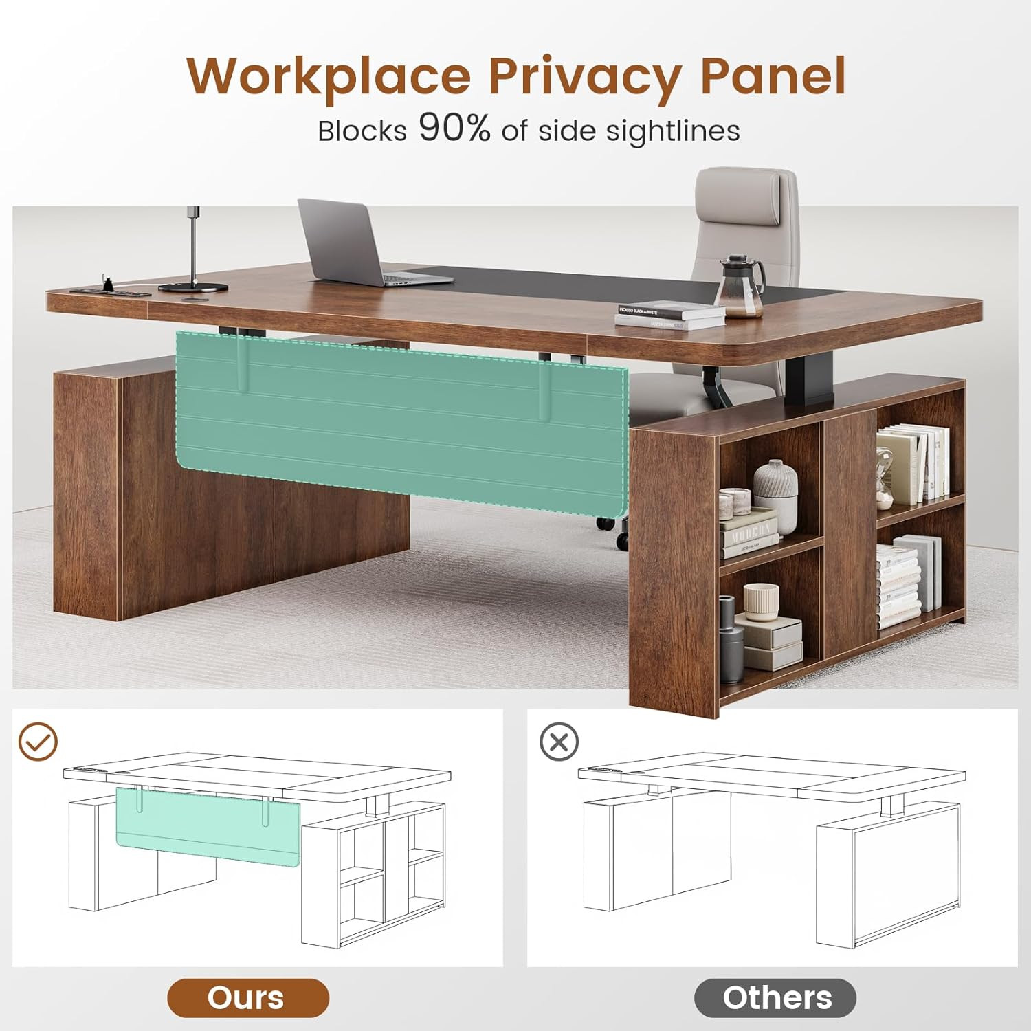 SEDETA 63″ Executive Standing Desk with Storage, Executive Height Adjustable Des