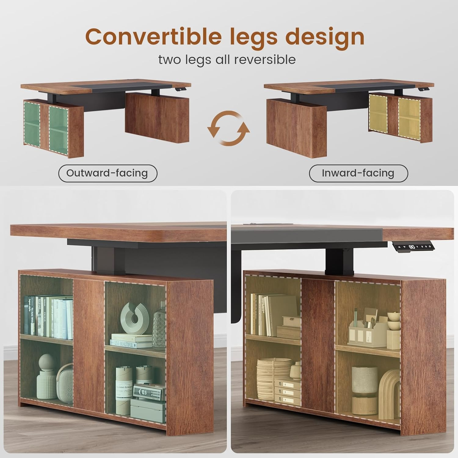 SEDETA 63″ Executive Standing Desk with Storage, Executive Height Adjustable Des