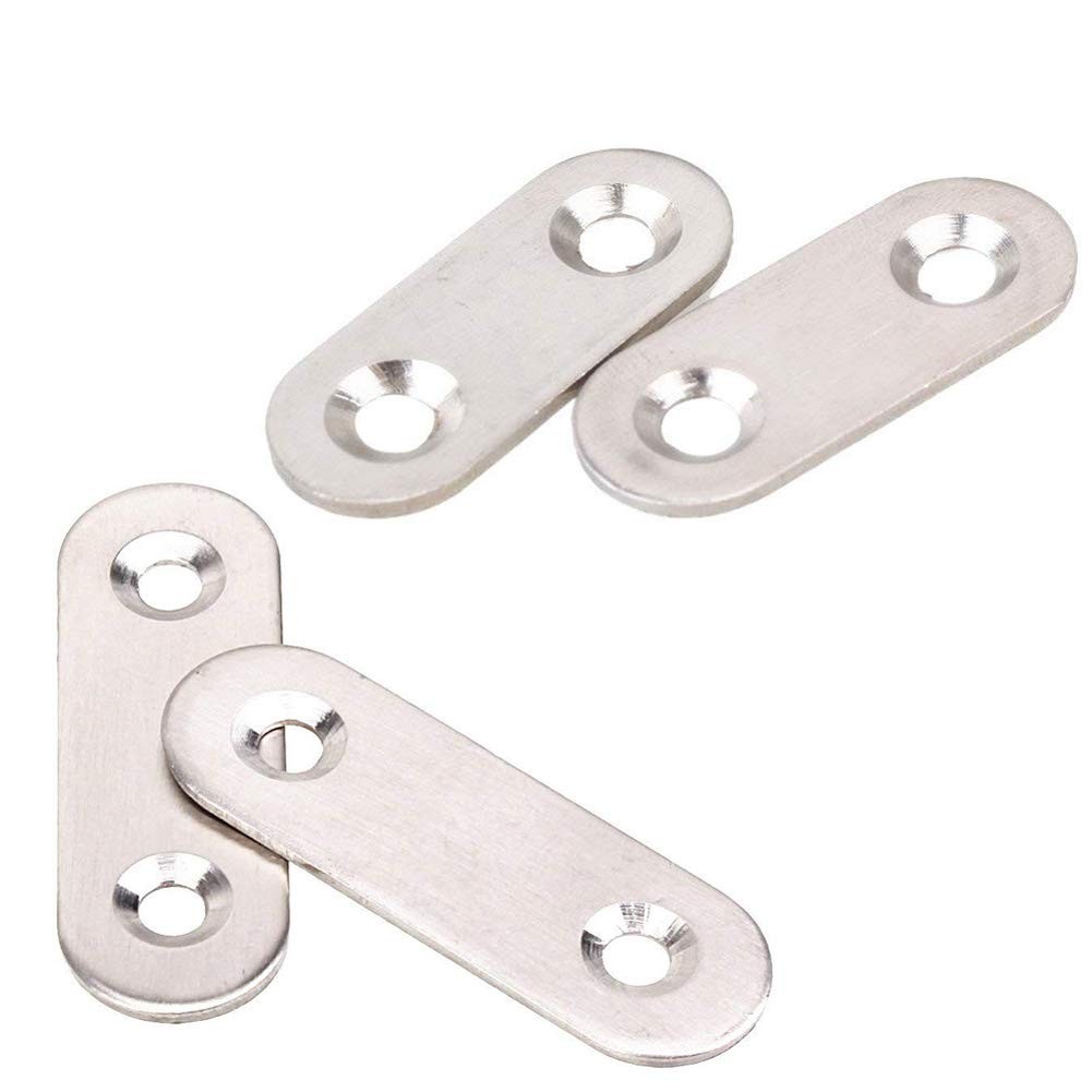 20 PCS 37x16mm Stainless Steel Flat Straight Brace Bracket 40 PCS Screws