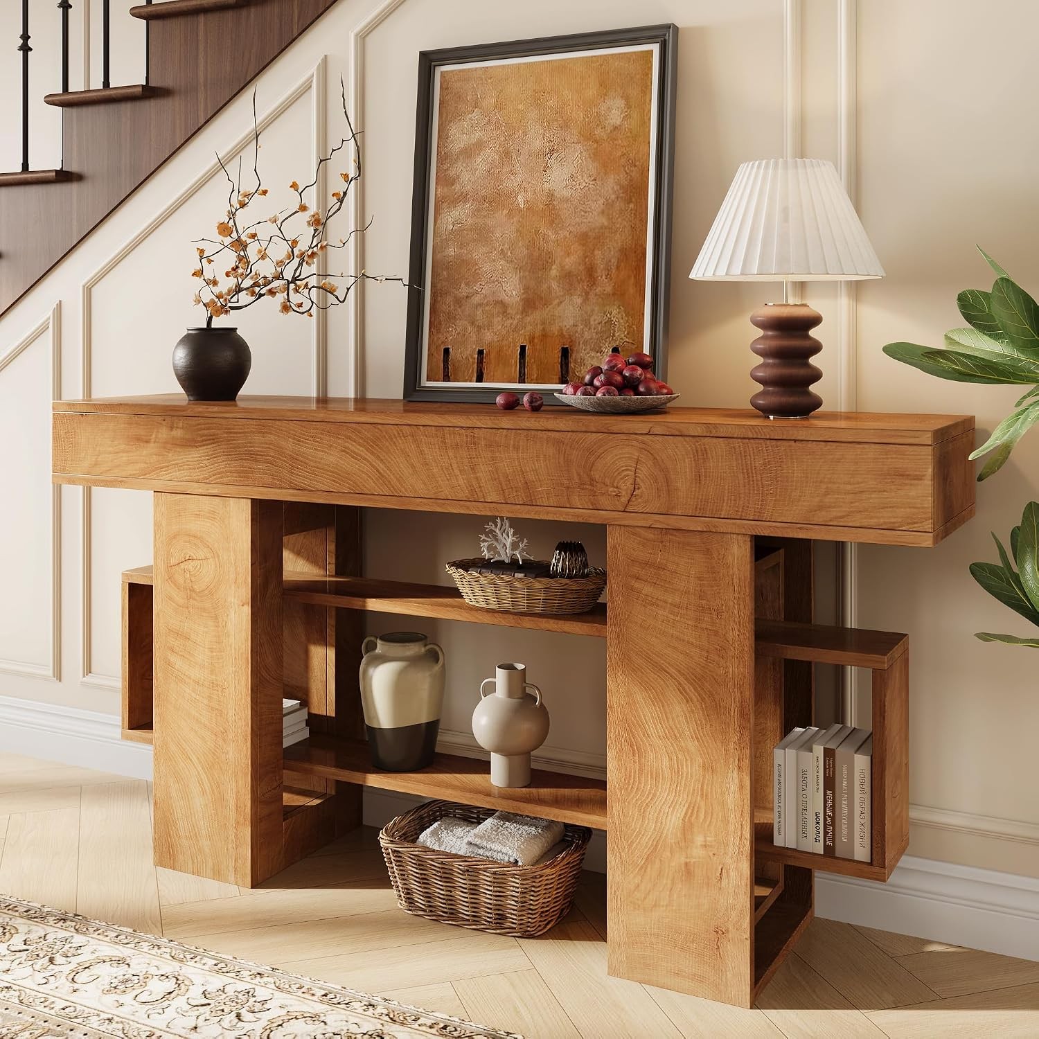 63 Inches Entryway Table Wooden Console Table with Storage Narrow Sofa Table