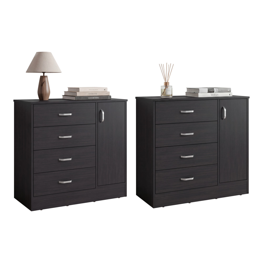 Modern Dresser Set, 4 Drawers & Door, Wenge, 31.5″W x 31.3″H x 15.5″D